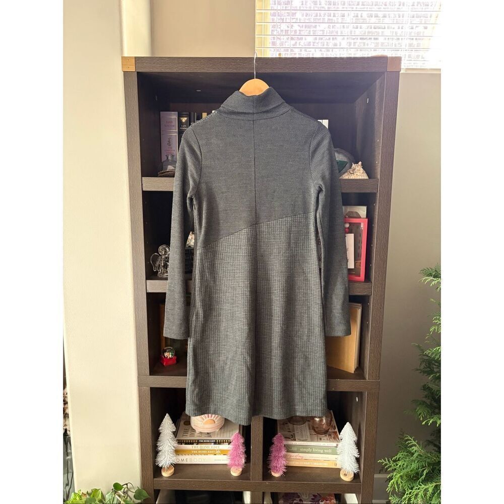 Theory Tajello Delfina Gray Houndstooth Turtleneck Sweater Dress Size Medium - Picture 5 of 9